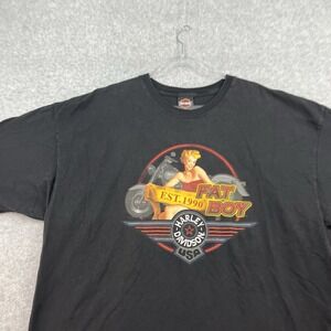 Vintage Harley-Davidson Shirt Mens 3XL Black Fat Boy Graphic Biker Made USA 90s